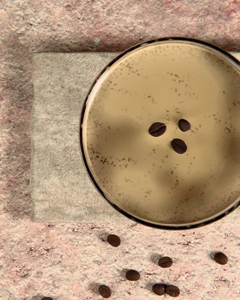 3D image of an espresso martini on a slate block