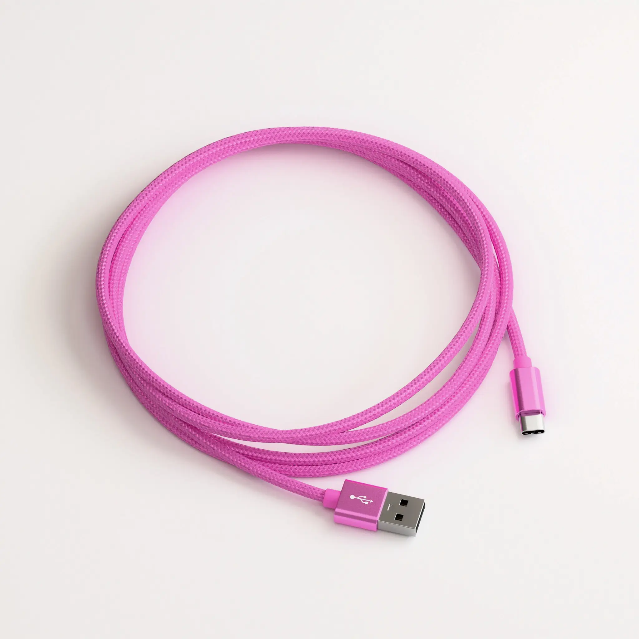 product photography - USB cable, coloured on minimalist background