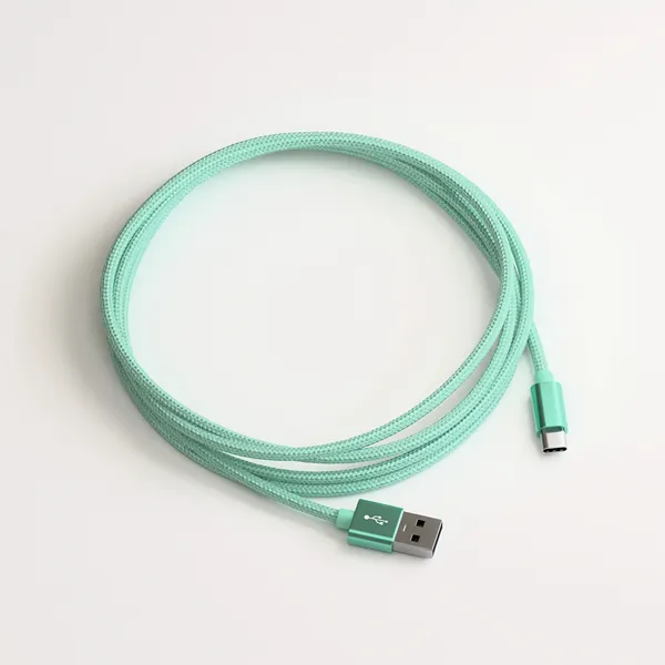 product photography - USB cable, coloured on minimalist background
