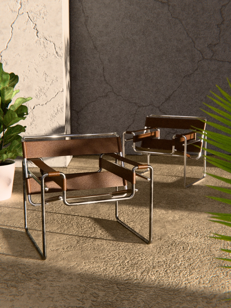 modernist bauhaus chair product render